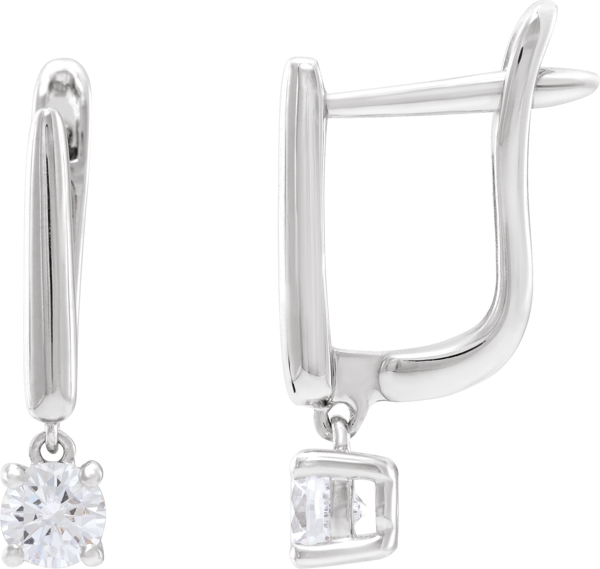 14K White 1/2 CTW Lab-Grown Diamond Lever Back Earrings