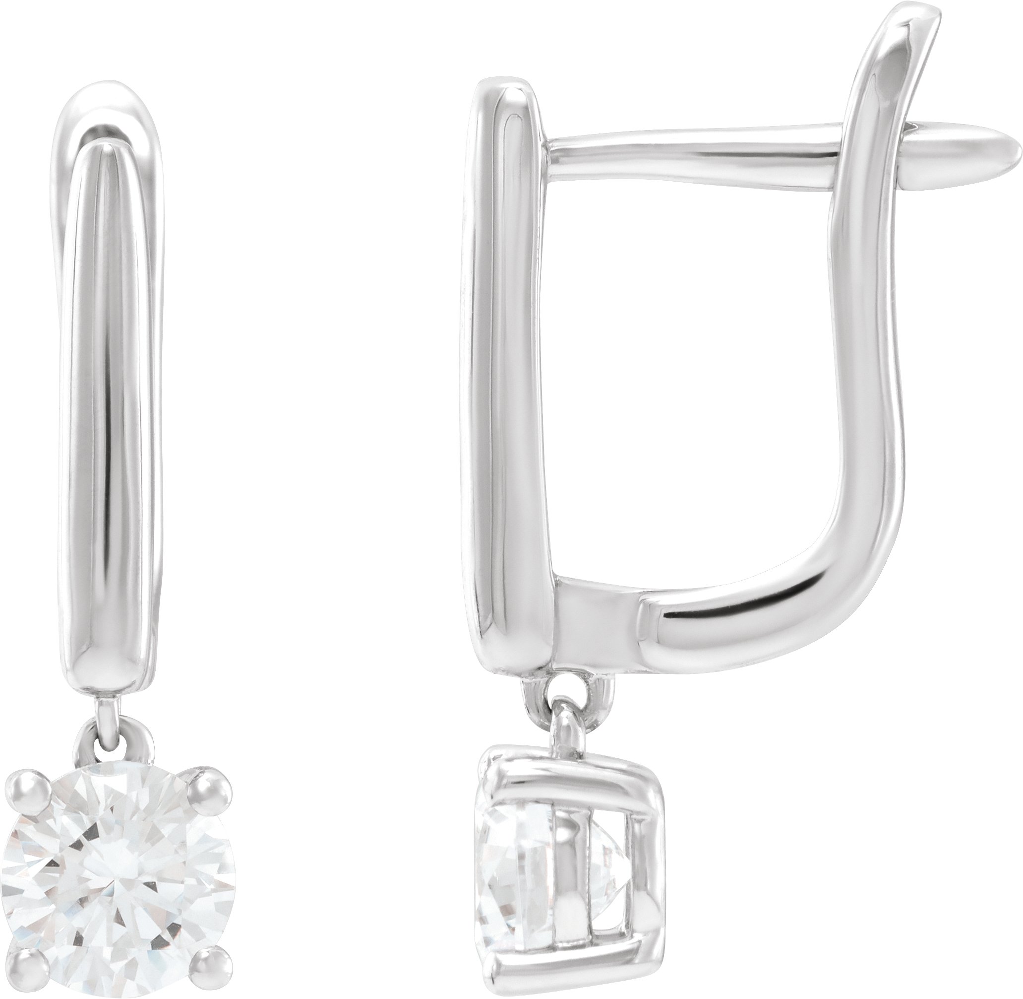 14K White 1 CTW Lab-Grown Diamond Lever Back Earrings