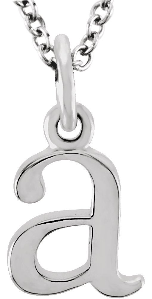 14K White Lowercase Initial a 16 inch Necklace Ref 7017010