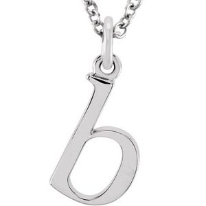 14K White Lowercase Initial b 16" Necklace