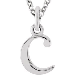 14K White Lowercase Initial c 16" Necklace