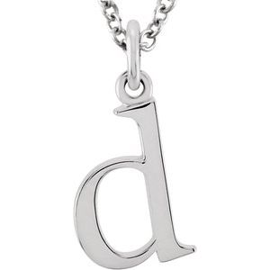 14K White Lowercase Initial d 16" Necklace
