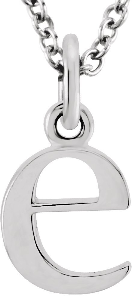 Sterling Silver Lowercase Initial e 16" Necklace