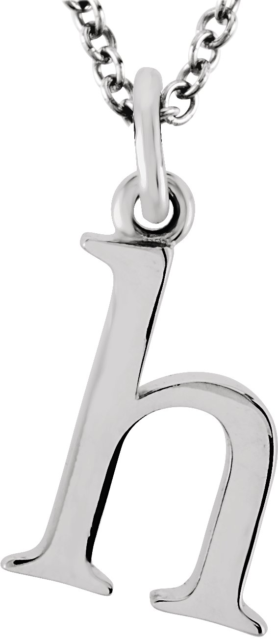 14K White Lowercase Initial h 16" Necklace