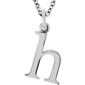 14K White Lowercase Initial h 16" Necklace