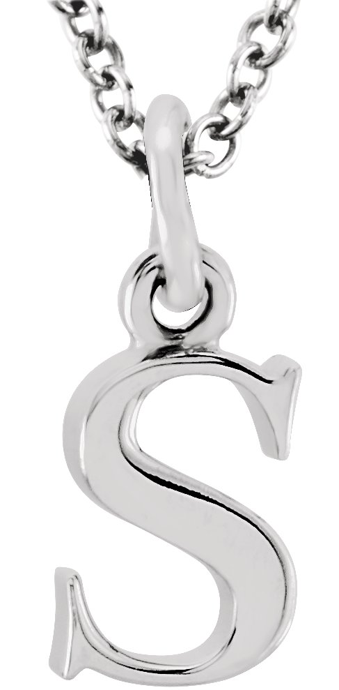 14K White Lowercase Initial s 16" Necklace
