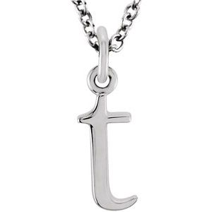 14K White Lowercase Initial t 16" Necklace