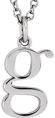 14K White Lowercase Initial g 16 inch Necklace Ref 7016971