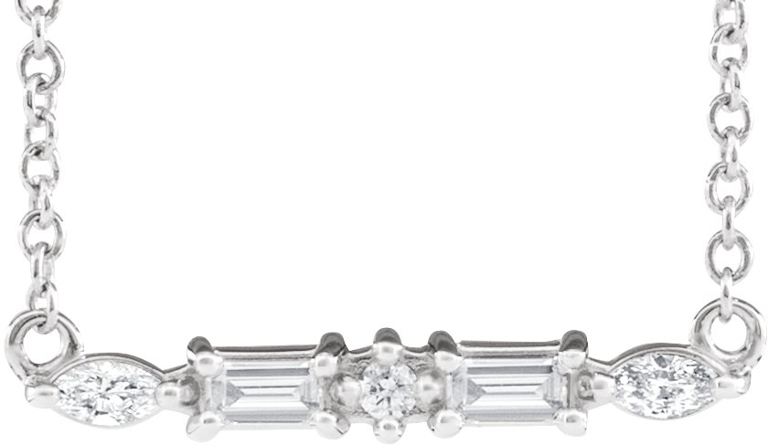 14K White 1/6 CTW Natural Diamond Bar 18" Necklace