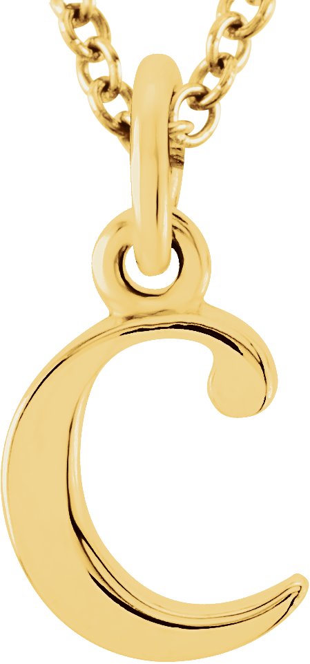 18K Yellow Gold Plated Sterling Silver Lowercase Initial c 16 inch Necklace Ref 17700622