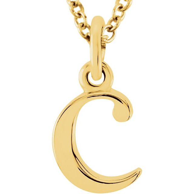 14K Yellow Lowercase Initial c 16" Necklace