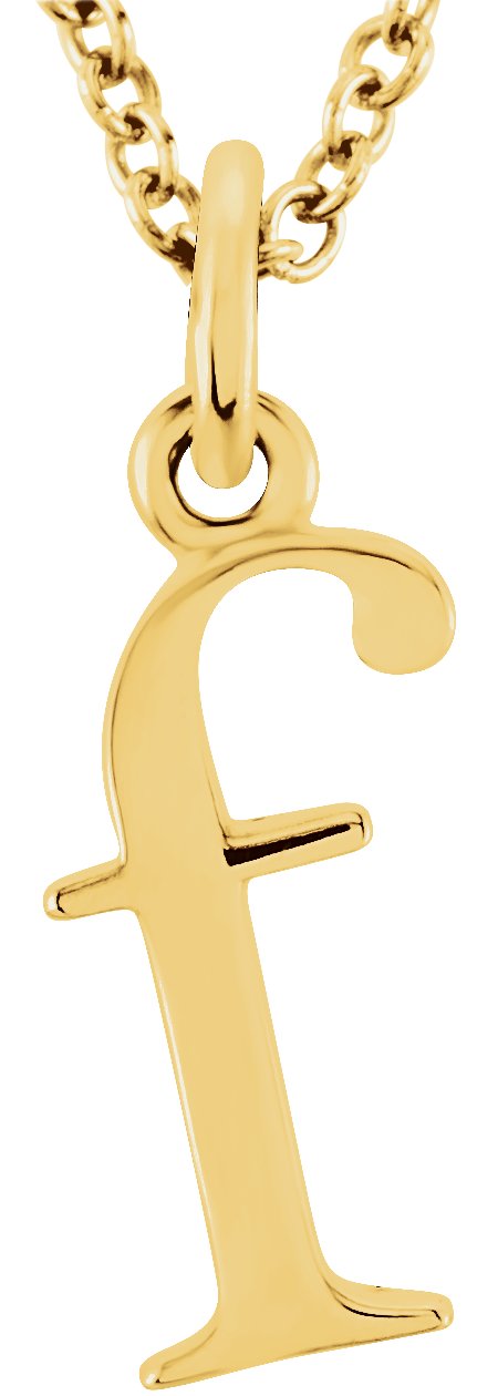 14K Yellow Lowercase Initial f 16" Necklace