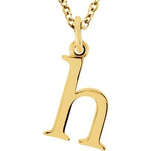 14K Yellow Lowercase Initial h 16" Necklace