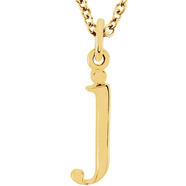 14K Yellow Lowercase Initial j 16" Necklace