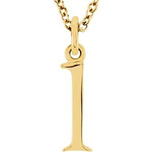 14K Yellow Lowercase Initial l 16" Necklace