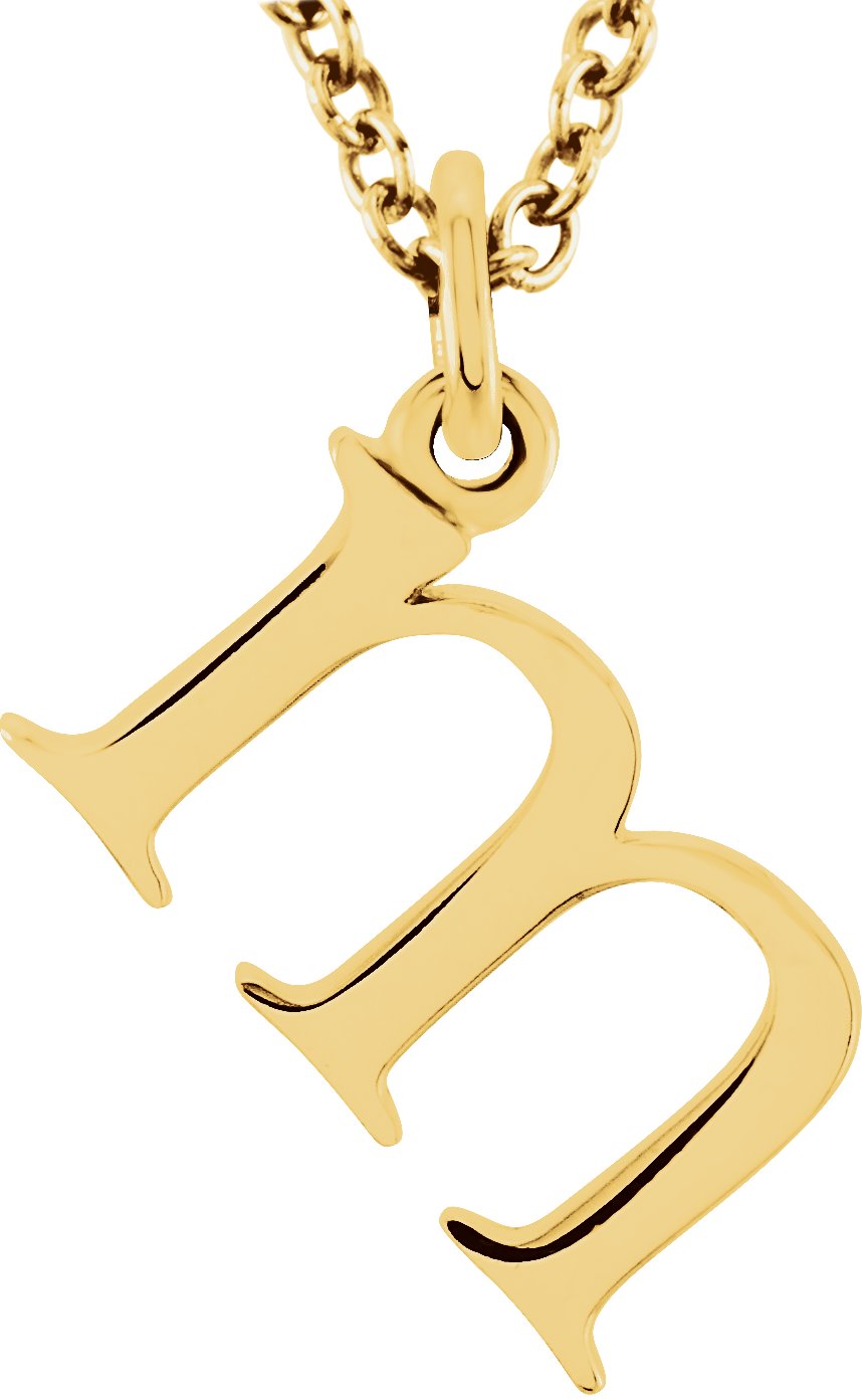 14K Yellow Lowercase Initial m 16" Necklace