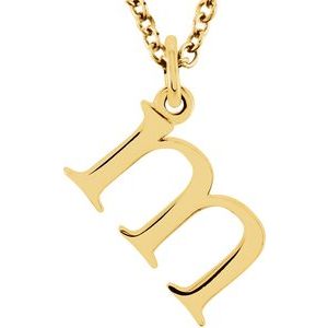 14K Yellow Lowercase Initial m 16" Necklace