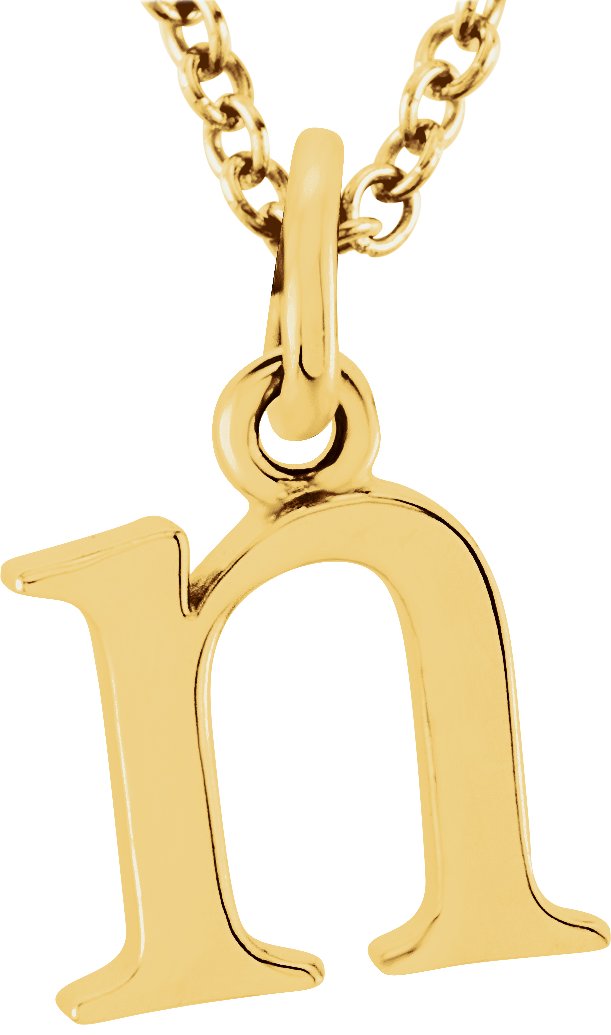 14K Yellow Lowercase Initial n 16" Necklace