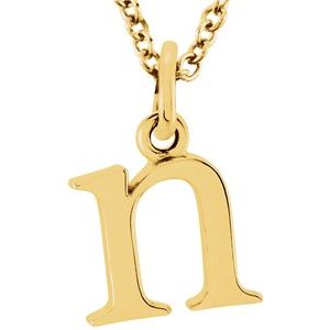 14K Yellow Lowercase Initial n 16" Necklace