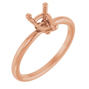 14K Rose 6 mm Heart Solitaire Ring Mounting