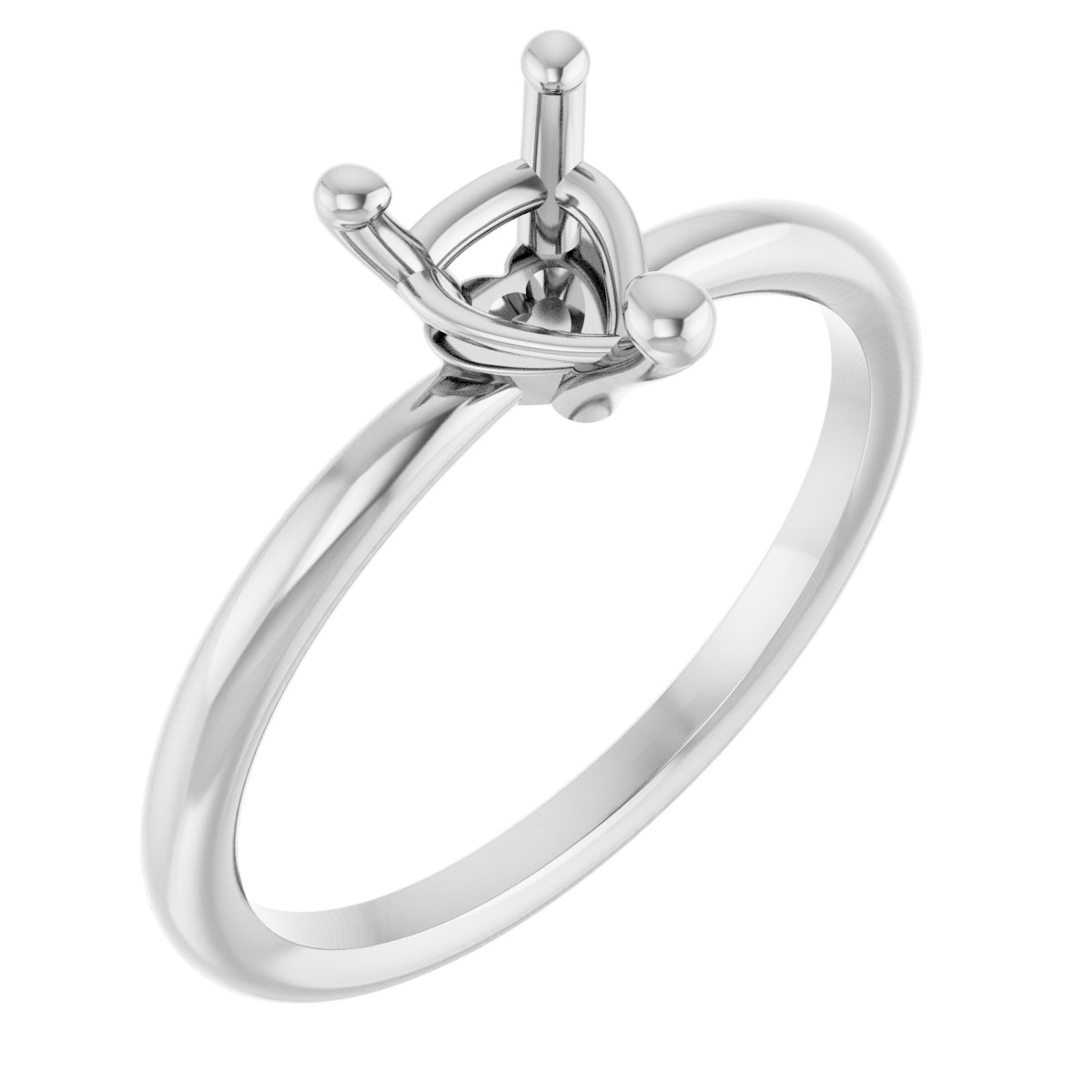 18K Palladium White 6x6 mm Heart Solitaire Ring Mounting