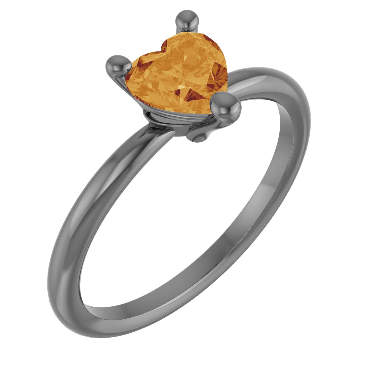 14K Rose Natural Citrine Heart Solitaire Ring
