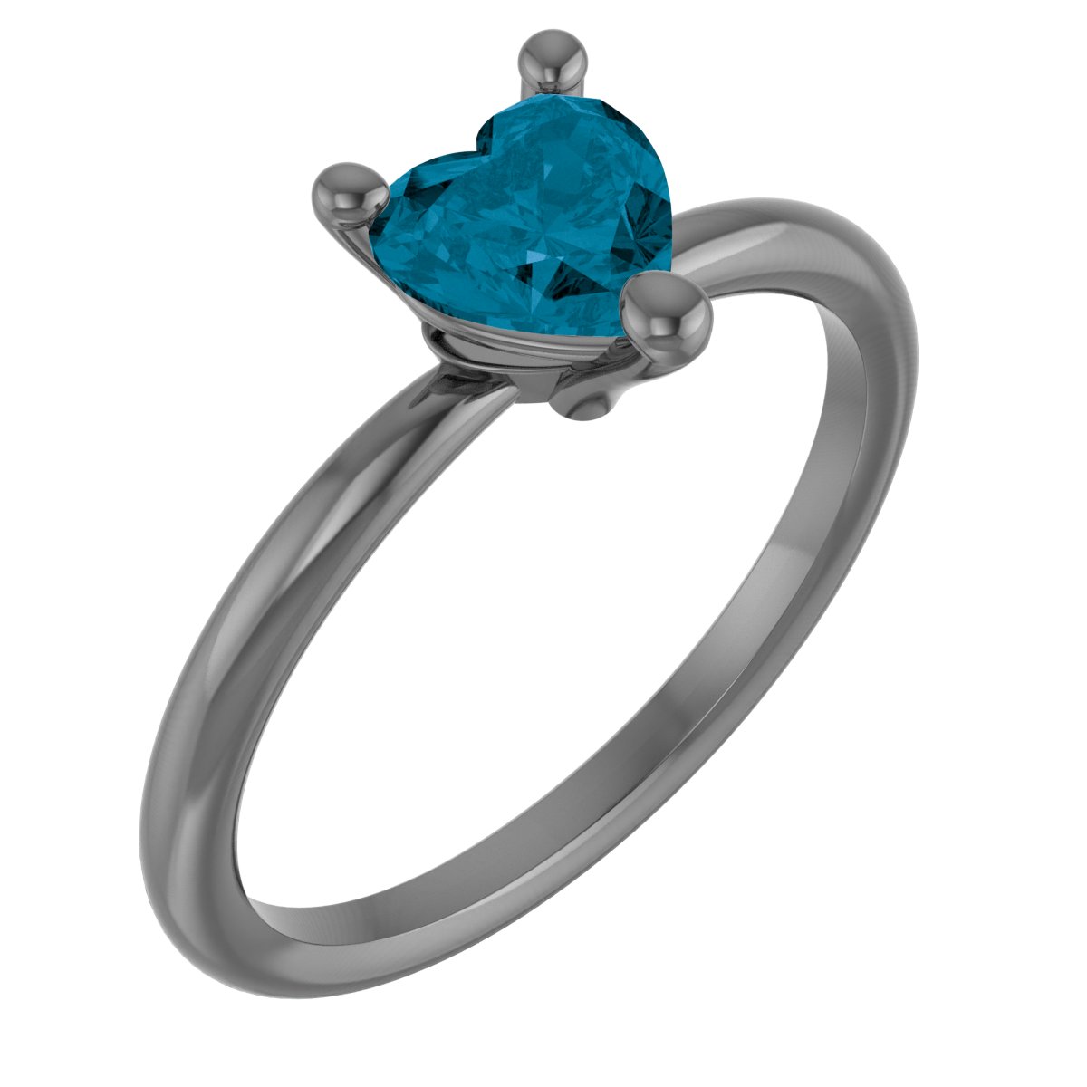 Sterling Silver Natural London Blue Topaz Heart Solitaire Ring