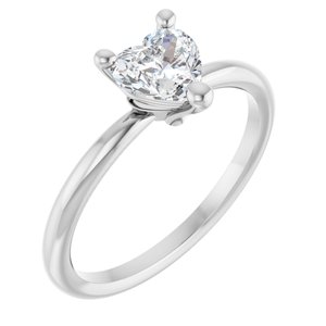 Platinum Natural White Sapphire Heart Solitaire Ring