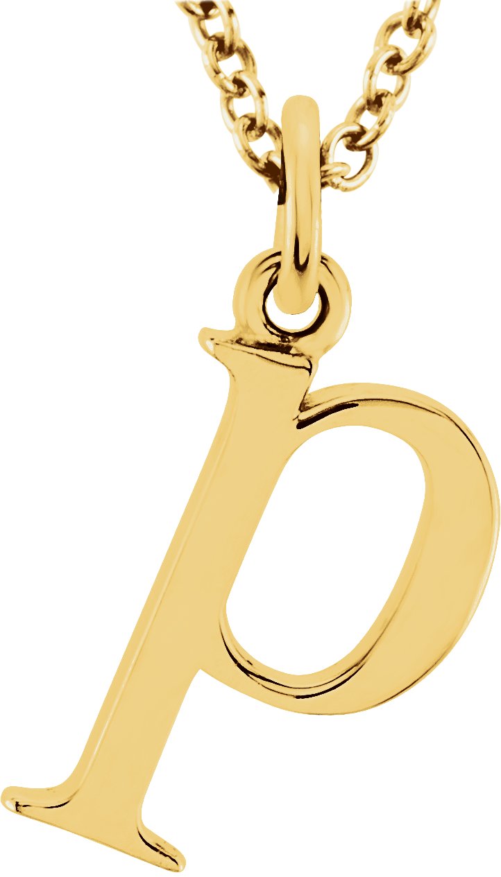 18K Yellow Gold Plated Sterling Silver Lowercase Initial p 16 inch Necklace Ref 17700633