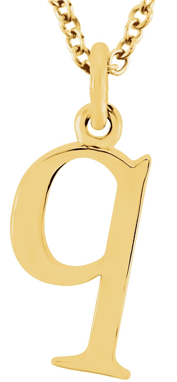 18K Yellow Gold Plated Sterling Silver Lowercase Initial q 16 inch Necklace Ref 17700634