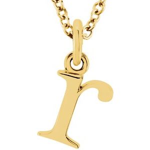 14K Yellow Lowercase Initial r 16" Necklace