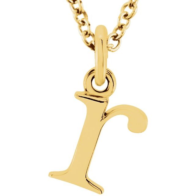 14K Yellow Lowercase Initial r 16" Necklace