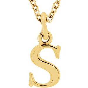 14K Yellow Lowercase Initial s 16" Necklace