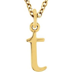 14K Yellow Lowercase Initial t 16" Necklace