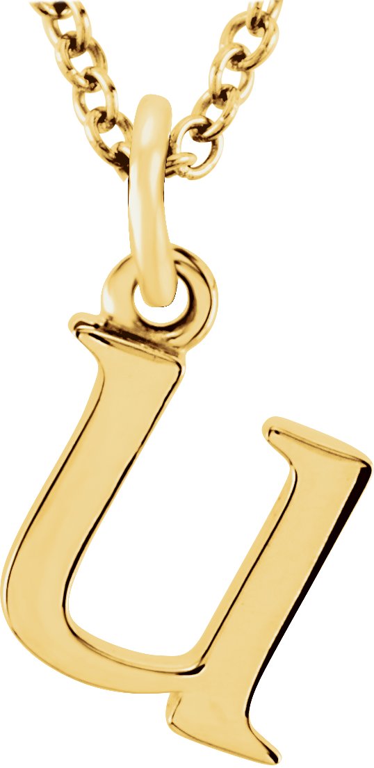 14K Yellow Lowercase Initial u 16 inch Necklace Ref 7017002