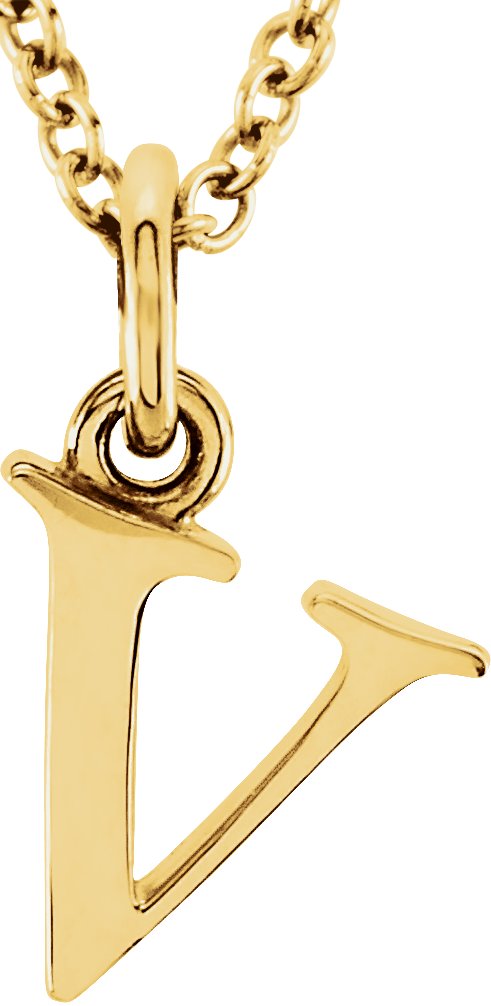14K Yellow Lowercase Initial v 16" Necklace