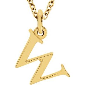 14K Yellow Lowercase Initial w 16" Necklace