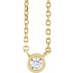 14K Yellow .06 CT Natural Diamond Solitaire 16-18" Necklace