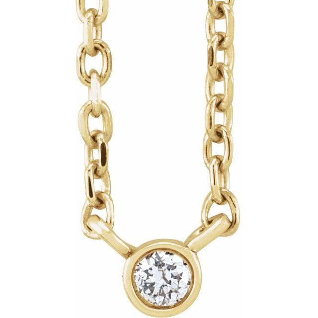 14K Yellow .02 CT Natural Diamond Solitaire 16-18 Necklace