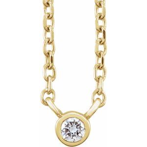 14K Yellow .03 CT Natural Diamond Solitaire 16-18" Necklace