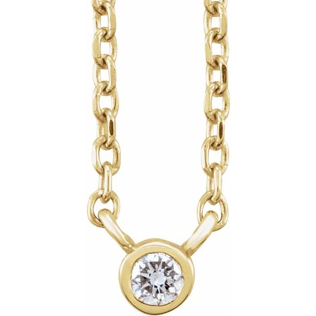14K Yellow .03 CT Diamond Solitaire 16-18" Necklace