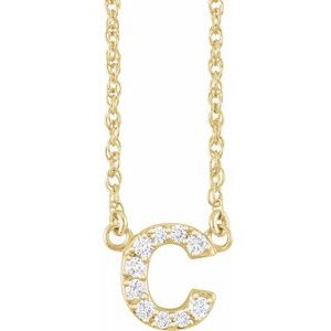 14K Yellow .07 CTW Natural Diamond Lowercase Initial C 16" Necklace