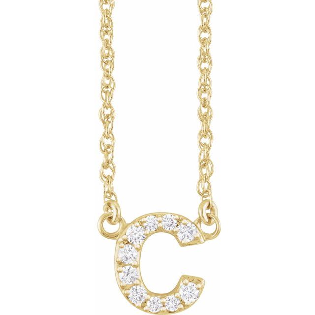 14K Yellow .07 CTW Natural Diamond Lowercase Initial c 16-18 Necklace
