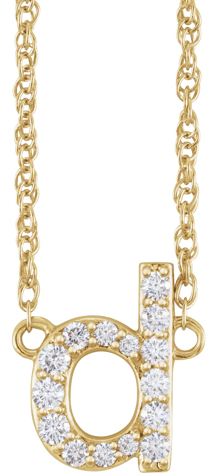 14K Yellow 1/8 CTW Natural Diamond Lowercase Initial D 16" Necklace