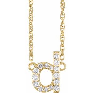 14K Yellow 1/8 CTW Natural Diamond Lowercase Initial D 16" Necklace