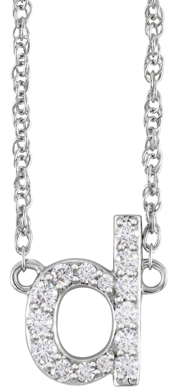 14K White 1/8 CTW Natural Diamond Lowercase Initial D 16 Necklace