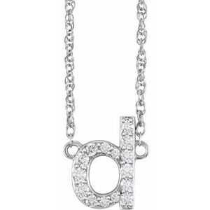 14K White 1/8 CTW Natural Diamond Lowercase Initial D 16" Necklace