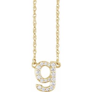 14K Yellow 1/6 CTW Natural Diamond Lowercase Initial G 16" Necklace