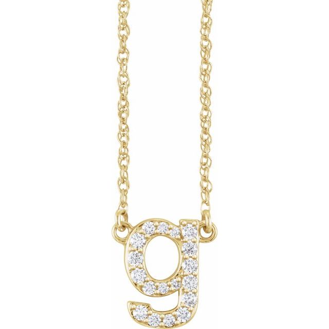 14K Yellow 1/6 CTW Natural Diamond Lowercase Initial g 16-18 Necklace