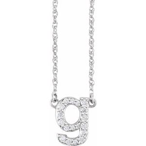 14K White 1/6 CTW Natural Diamond Lowercase Initial G 16" Necklace